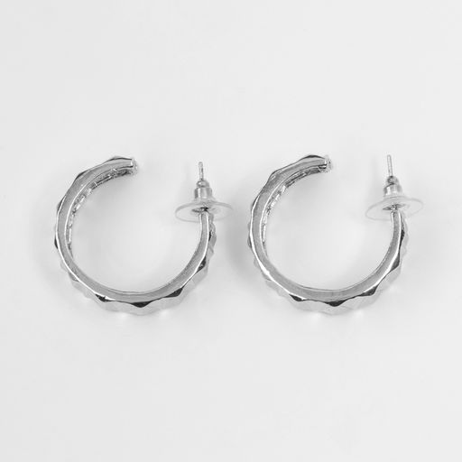 Серьги кольца QF Геометрия, орнамент, d=2.8 см, цвет серебро  фото 2