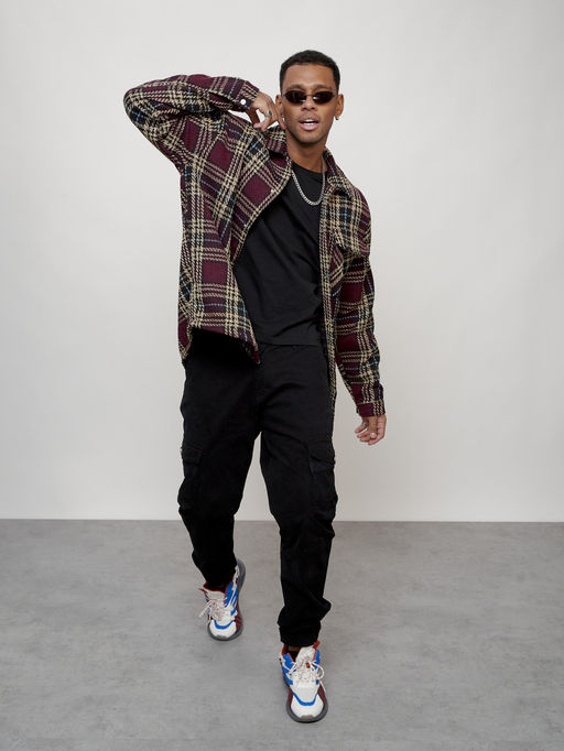 Ветровка рубашка мужская букле бордового цвета 58378Bo - Mtforce фото 10