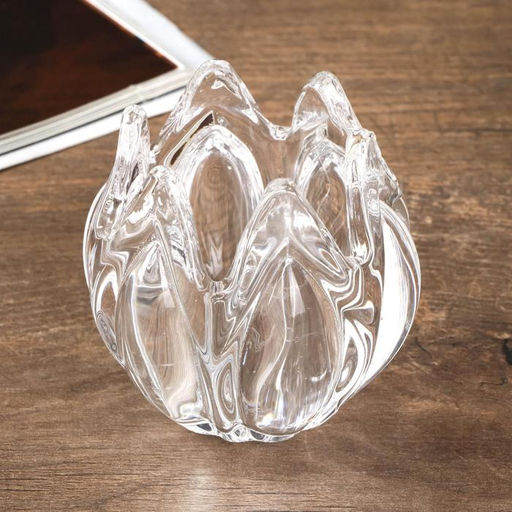 Цена за 2 шт. Стеклянный подсвечник на 1 свечу «Подснежник», прозрачный, 7×7×7 см