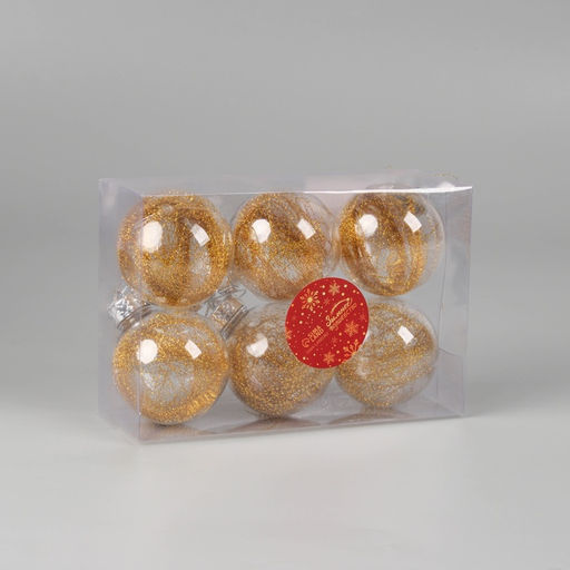 Ёлочные игрушки Дончо, шары новогодние, d=6 см, набор 6 шт., золото прозрачный - Зимнее волшебство фото 5