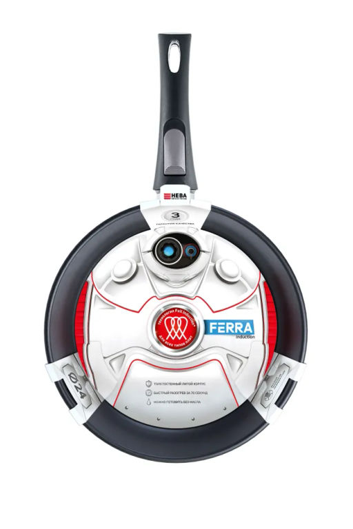 Сковорода Ферра Индукция, cъемная ручка, 24 см - Нева металл посуда фото 4