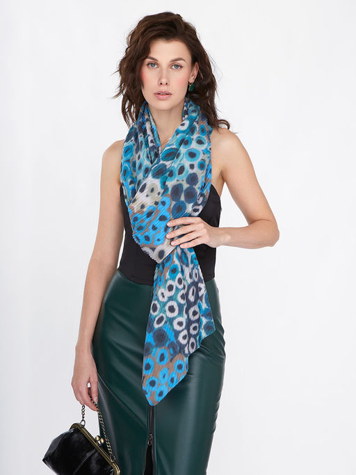 Большой, мягкий, тонкий и очень нежный двусторонний палантин с рисунком - Tantino фото 12