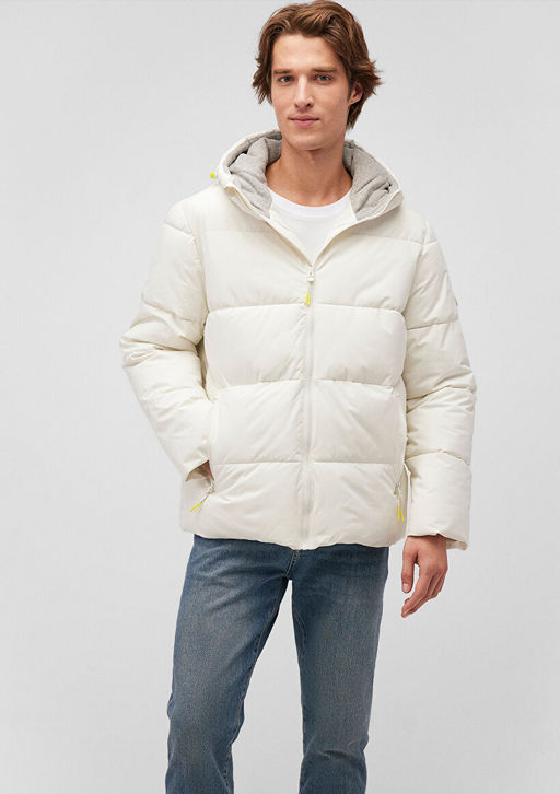 Kapusonlu Beyaz Sisme Mont - Mavi фото 2