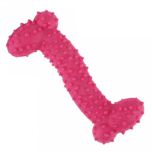 Игрушка для собаки Косточка мини 10,5х4х1,3см, полипропилен, с шипами, цвета микс (темно-розовый, зеленый, синий), Пэт тойс (Pet toys) (Китай)  фото 3