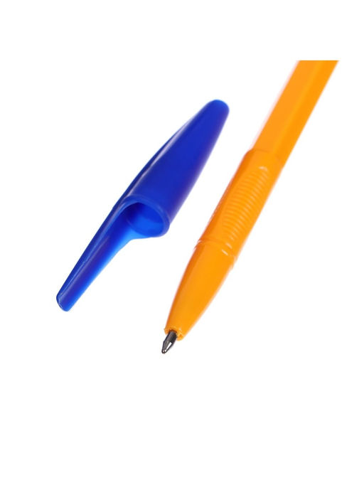 Цена за 100 шт. Ручка шариковая 0.7 мм, стержень синий, корпус оранжевый с синим колпачком - Calligrata фото 4