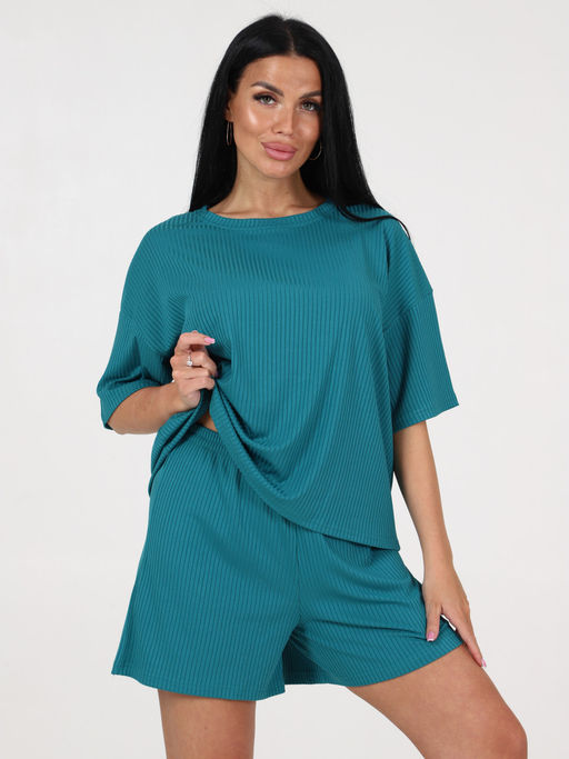 012 ЖЕНСКАЯ ПИЖАМА (шорты) (Бирюза) - А-дина фото 4