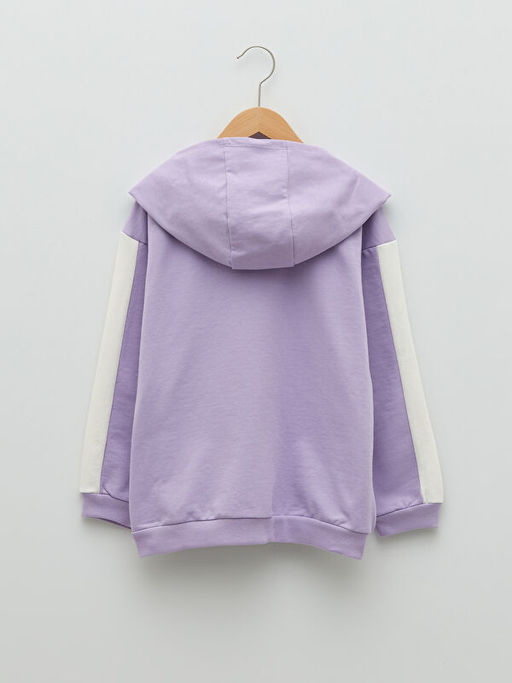 Kap??onlu Bask?l? Uzun Kollu K?z ?ocuk Fermuarl? Sweatshirt - Waikiki фото 2