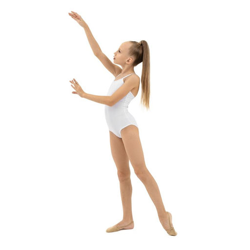 Купальник гимнастический Grace Dance, на тонких бретелях, р. 34, цвет белый фото 8