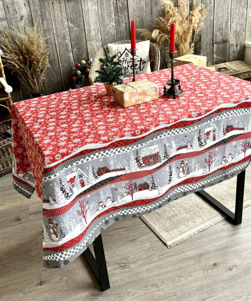 Скатерть из рогожки Нарядная Сказка Бордо 150х180 - Амавес-текстиль фото 9