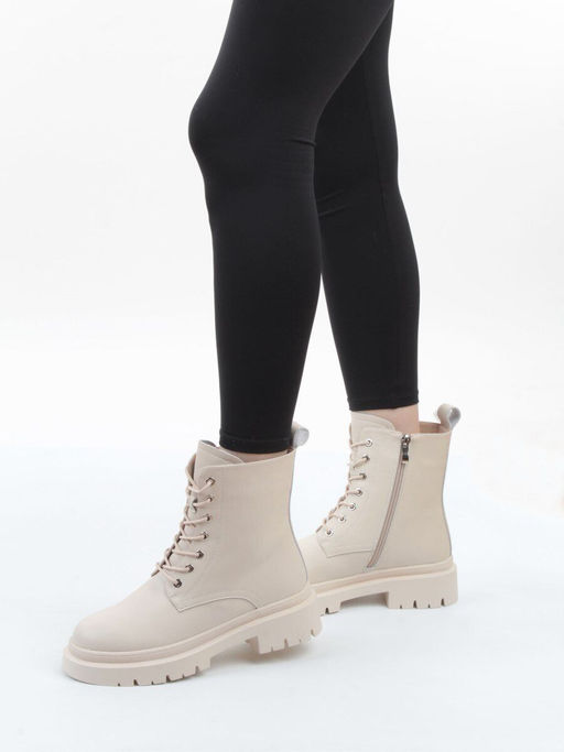 04-PAS70-2Z LT. BEIGE Ботинки зимние женские (натуральная кожа, 100% шерсть)