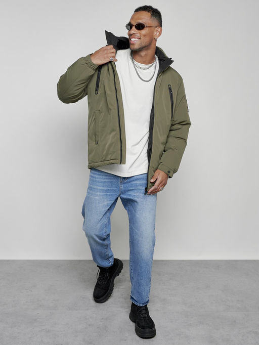 Куртка спортивная мужская зимняя с капюшоном цвета хаки 8360Kh - Wonderrman фото 16