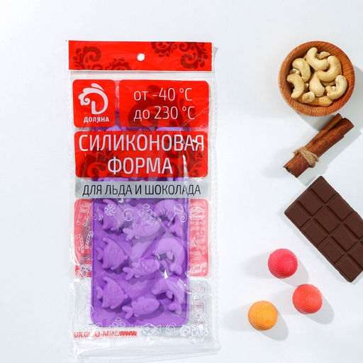 Форма для конфет и шоколада Доляна Подводный мир, силикон, 21?10?1 см, 15 ячеек (3?3.5 см), МИКС фото 5