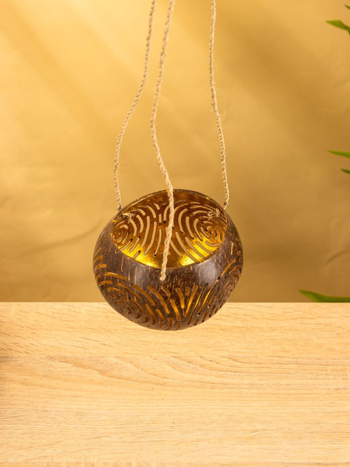 Подсвечник подвесной из кокоса, 9-12 см, коричневый