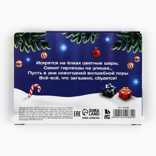 Подарочный набор новогодний, блокнот-раскраска и восковые мелки Новогодний енот