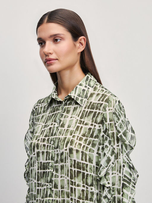 Шифоновая блузка с принтом с воланами / Zarina  фото 6