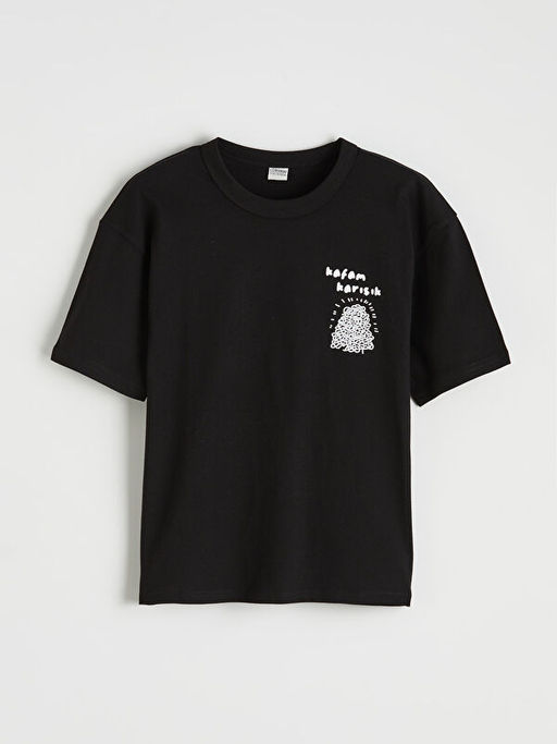 Bisiklet Yaka Yaz? Bask?l? Erkek ?ocuk Ti??rt