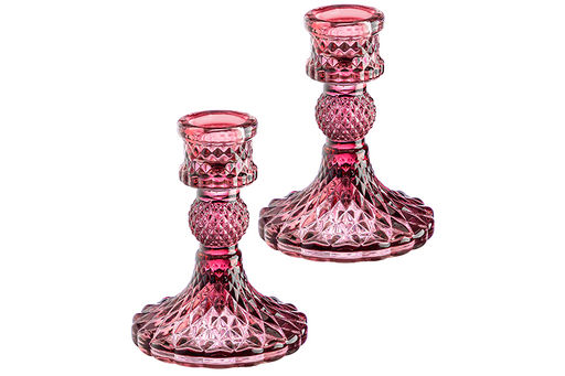 Набор 2 подсвечников 7,7*7,7*10 см бордовый, стекло - Elan gallery фото 4