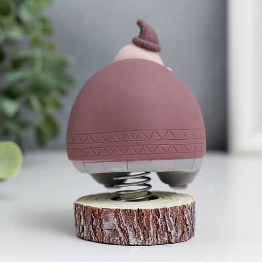 Фигурка на пружинке «Дедуля в колпаке, с кружкой», полистоун, 8.5×5.5×6 см