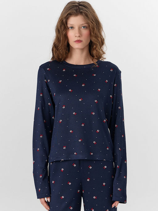 Комплект домашний женский синий с узором - Mark formelle фото 3