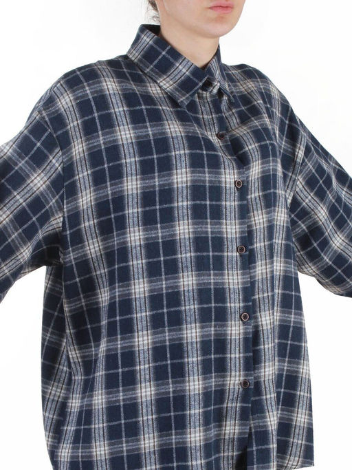 C01 BLUE/BEIGE Рубашка женская оверсайз (95% хлопок, 5% спандекс)