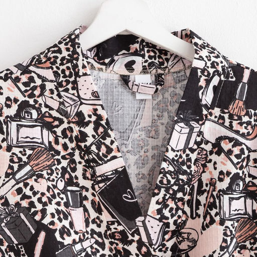 Халат женский Этель «Леопард» рукав 3/4, размер 46-48, вафля 200 г/м², 100% хлопок