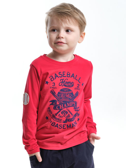 Лонгслив для мальчика с принтом UD 4050 красный - Mini maxi фото 3