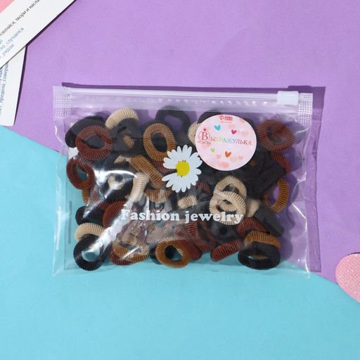 Цена за 3 шт. Резинки для волос «Махрушка», набор 80 шт., нежность, 2.5 см, коричневые