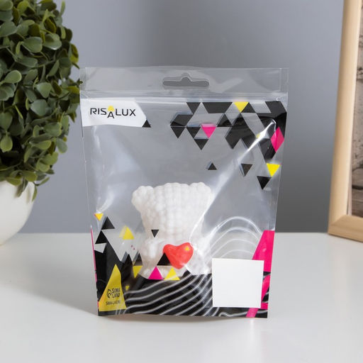 Фигурка светящаяся RISALUX «Мишка с сердцем», LED-ночник, 2 Вт, LR44, белый, 4.5×6×7 см