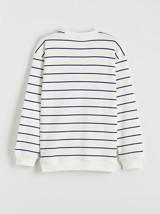 Bisiklet Yaka ?izgili Erkek ?ocuk Sweatshirt