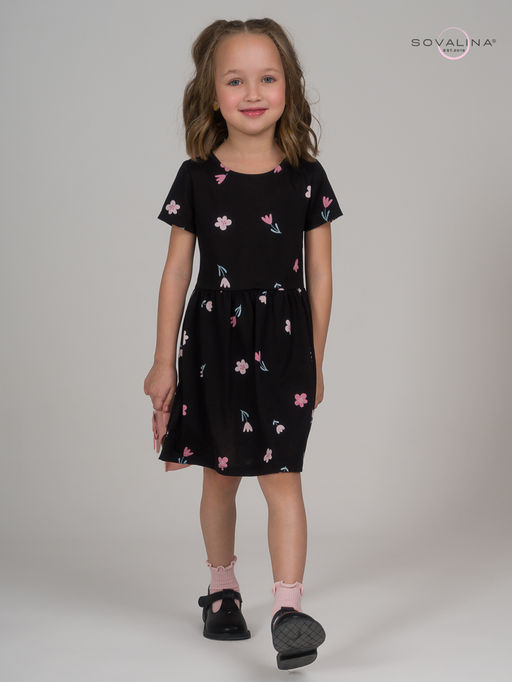 Платье Лето тюльпаны на черном