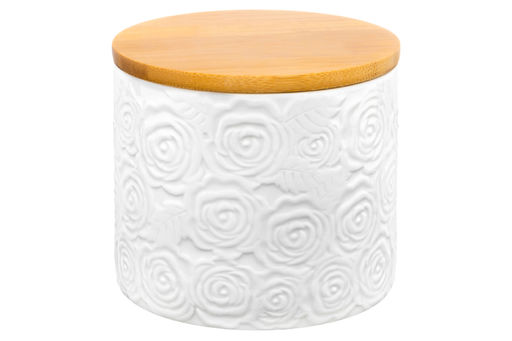 Банка д/хранения 800 мл 12*12*10,5 см Розы с дер. крышк. с сил. упл - Elan gallery фото 4