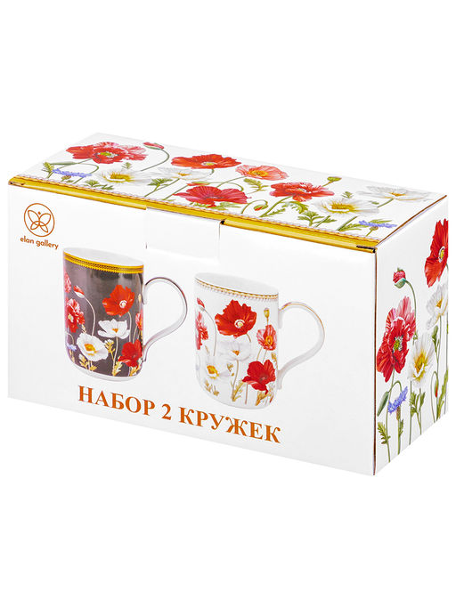 Набор кружек 2 пр. 400 мл 11,5*7,5*10,5 cм Маки + Маки на черном - Elan gallery фото 7
