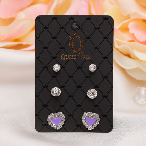 Цена за 2 шт. Пусеты 3 пары «Сердце», цвет МИКС