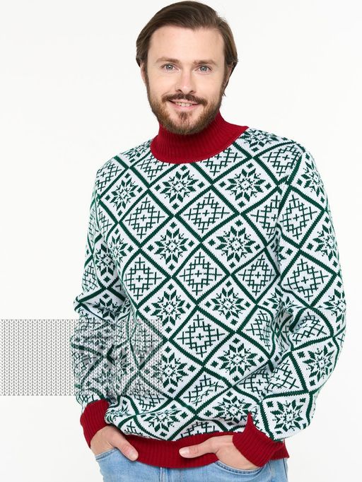 Джемпер мужской 5232-12362. 074/292/0703 белый/тайга/красный