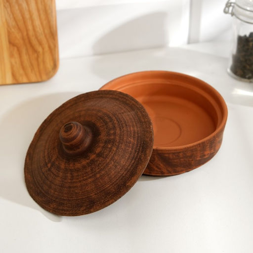 Блюдо для запекания, 300 мл., 12×5 см, красная глина, коричневый