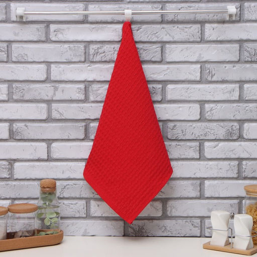 Полотенце Доляна цв. бордовый 35х60 см, 100% хл., крупная вафля 220 г/м2  фото 5