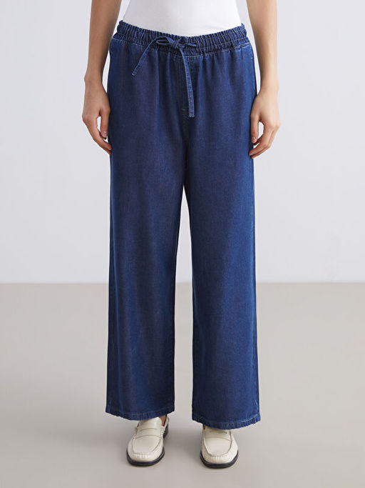Beli Lastikli Wideleg Kad?n Jean Pantolon