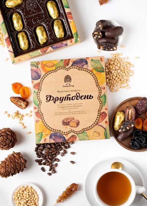 Фруктовые конфеты Фрутодень, 120 г  с кедровыми орехами, финиками, курагой и черносливом - Сибирский кедр фото 3