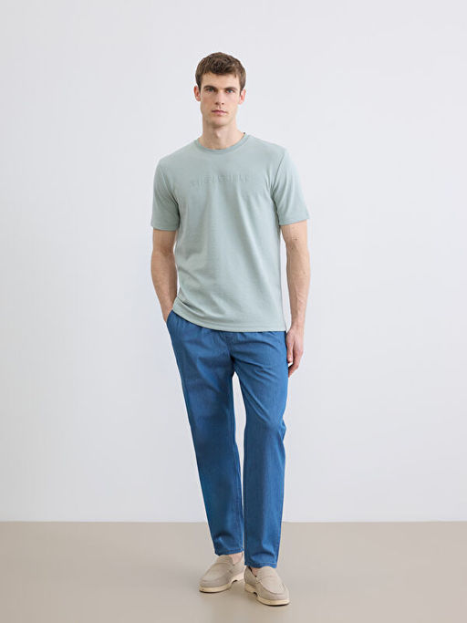 Bisiklet Yaka Bask?l? Erkek Ti??rt