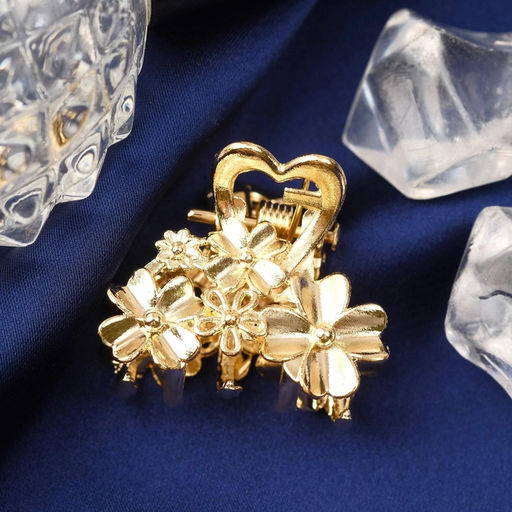 Цена за 12 шт. Крабик для волос «Жасмин», 2.5 см, золото