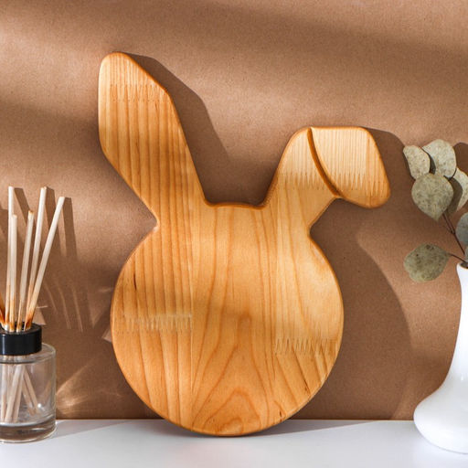 Пасхальный деревянный набор Adelica, подставка для яиц заяц 1 ячейка, сервировочная доска, термонаклейки 7 шт, берёза  фото 3