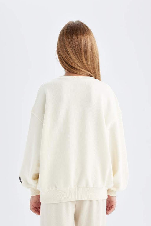 Толстовка оверсайз с круглым вырезом NBA Los Angeles Lakers для девочек - Defacto фото 7