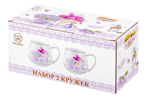 Набор 2 кружек 400 мл 13*10*8,5 см Лаванда бочонок, NEW BONE CHINA - Elan gallery фото 7