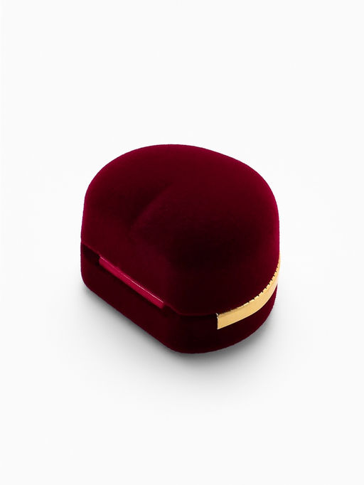 Футляр под кольцо, серьги Сердце, бархатный, 4?5 см, бордовый с золотом