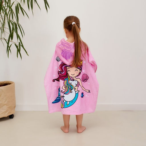 Полотенце-пончо детское махровое Крошка Я Русалочка 60х120см, 100% хлопок, 300гр/м2  фото 3