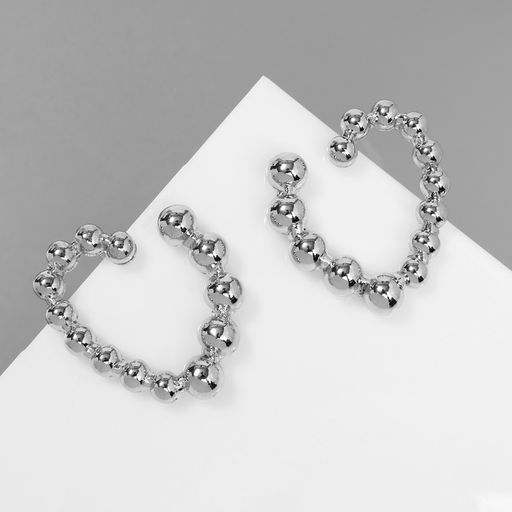 Серьги металл Сердца воссоединение, цвет серебро