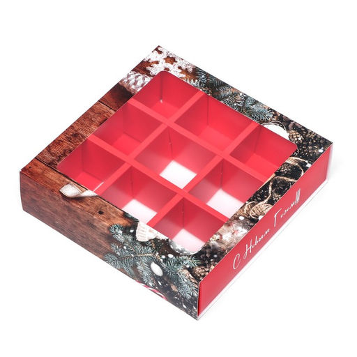 Коробка под 9 конфет «С Новым годом», 13.7×13.7×3.5 см