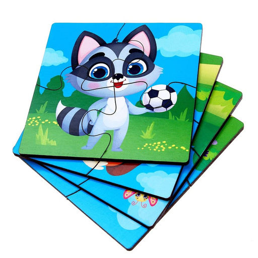 Пазл 4 в 1, 10х10 см - Лесная мастерская фото 4