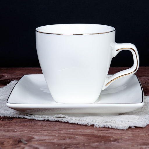 Чайный набор 12 предметов 220 мл квадратная форма MS / TC08L-12G 180 /уп 8/ костяной металл подставка