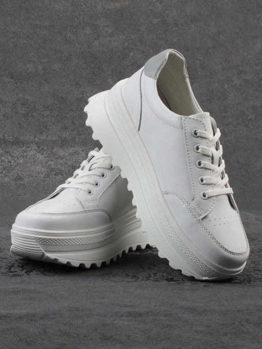 03-YC282-1 WHITE Кроссовки женские (натуральная кожа)